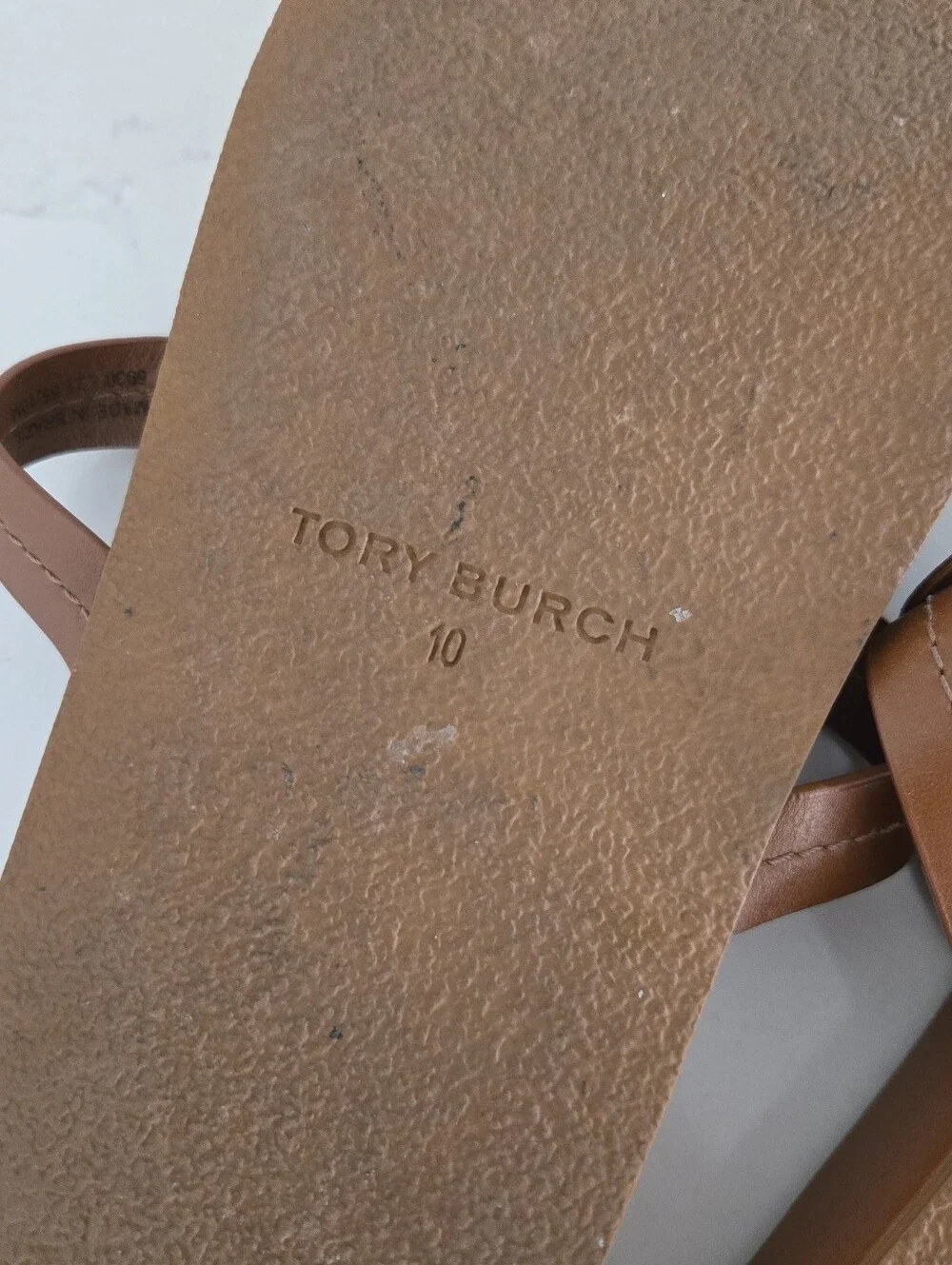 Tory Burch Miller Could Sandals Brown Leather Flat Bourbon Miele Size 10 Womens
